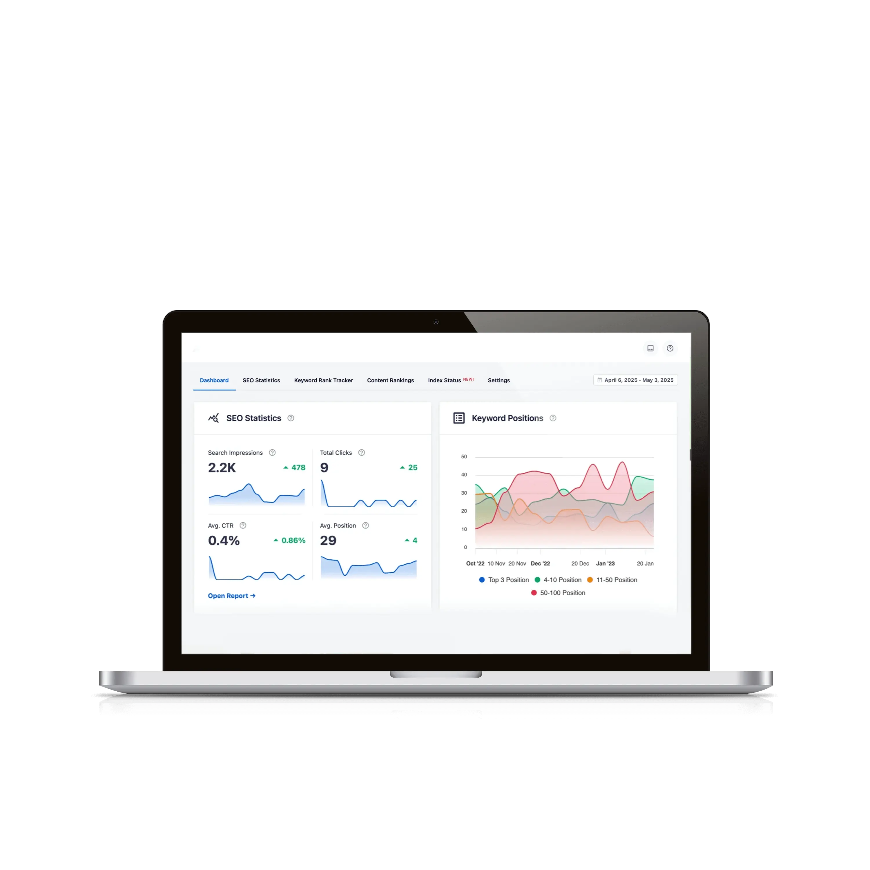 Laptop with analytics dashboard